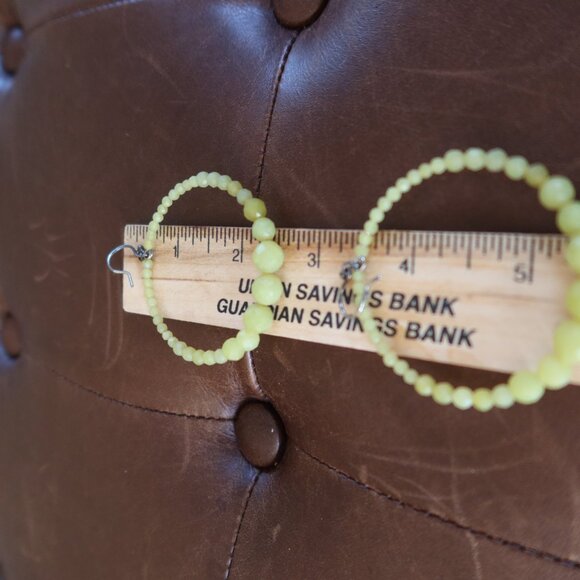 Chan Luu faceted light green jade (?) front facing hoops earrings 2" long drops - Picture 13 of 13